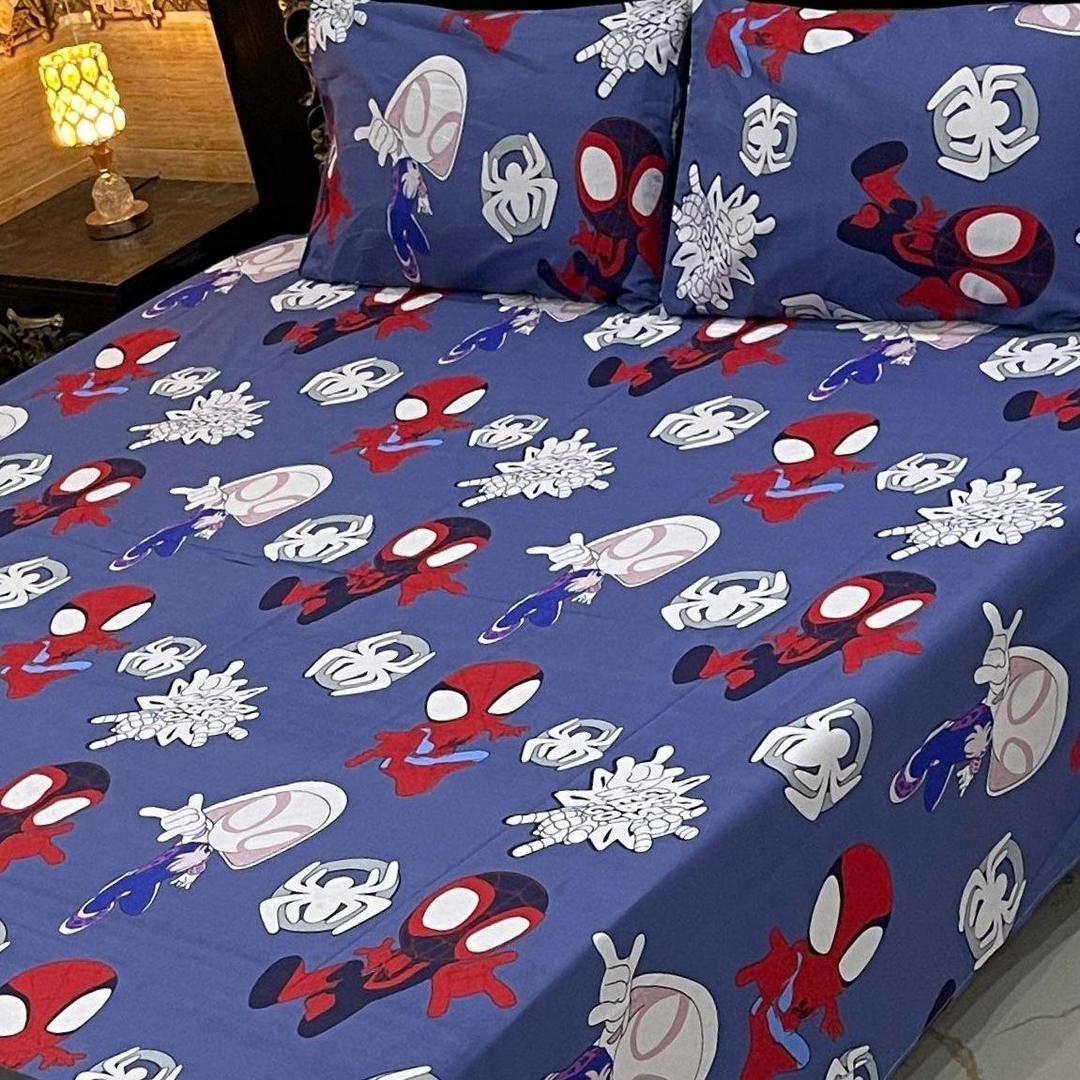 3 Pcs Cotton Printed Double Bedsheet