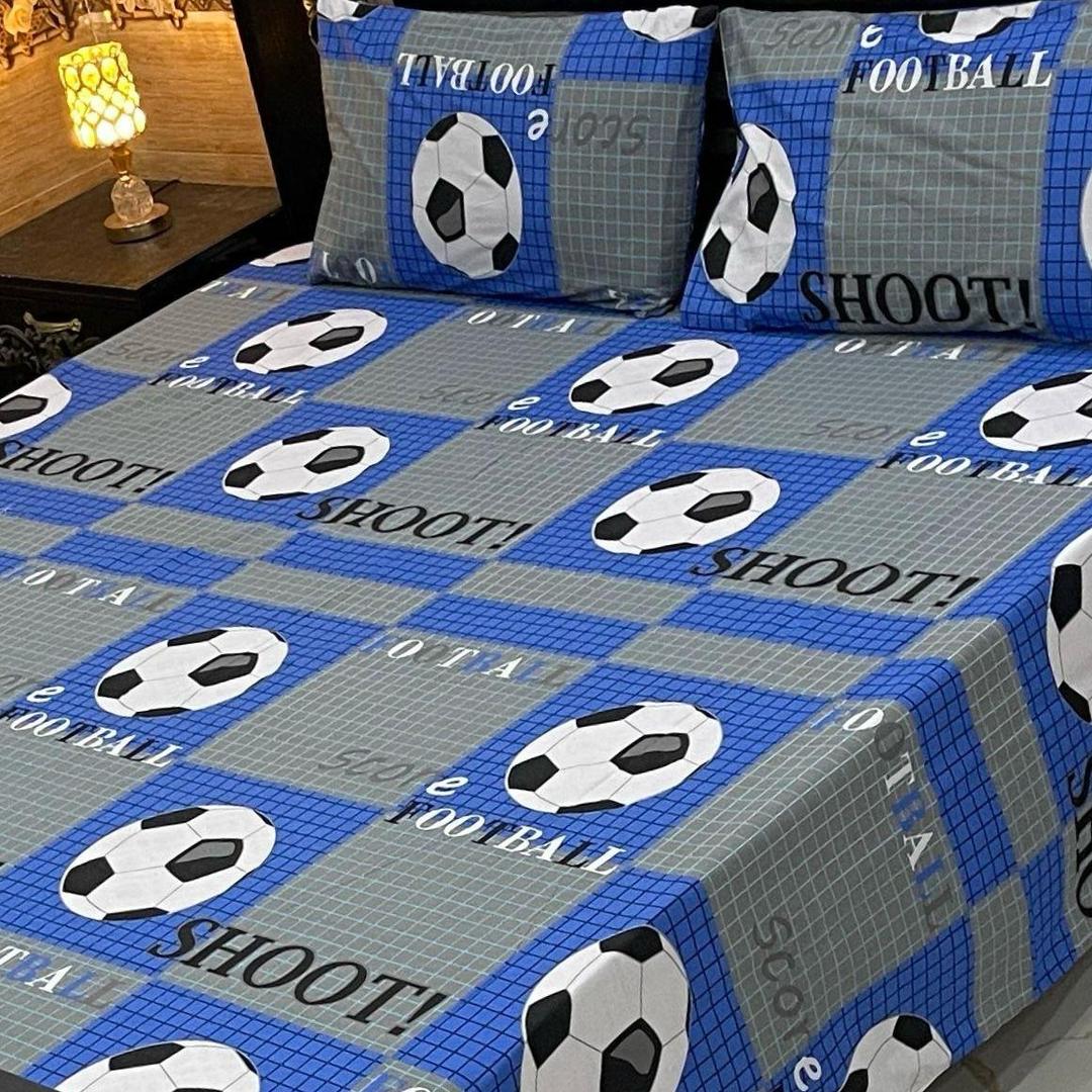 3 Pcs Cotton Printed Double Bedsheet