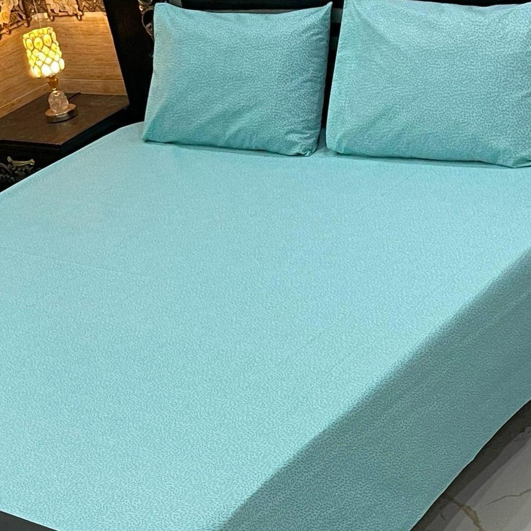 3 Pcs Cotton Printed Double Bedsheet