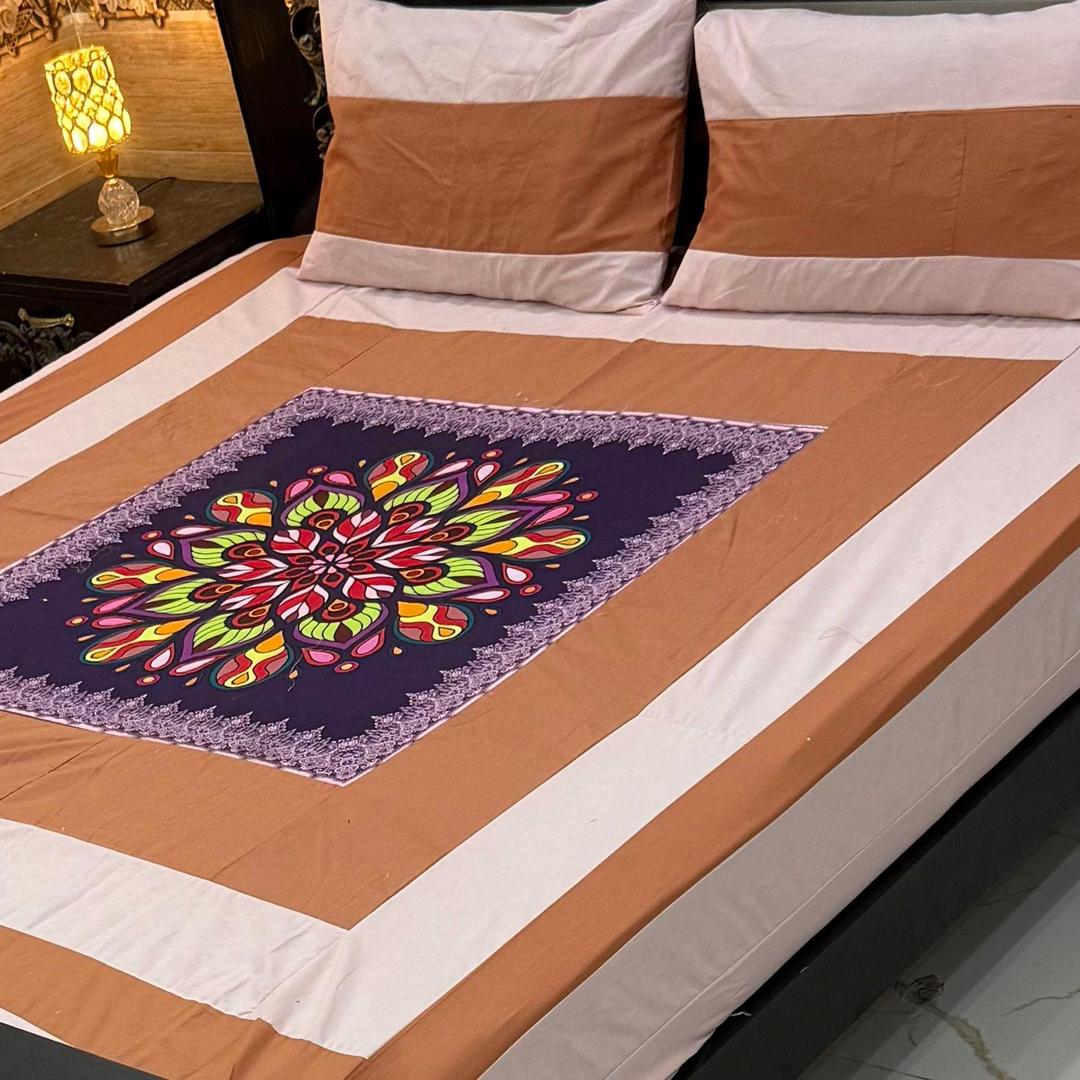 3 Pcs Cotton Sotton Patchwork Double Bedsheet