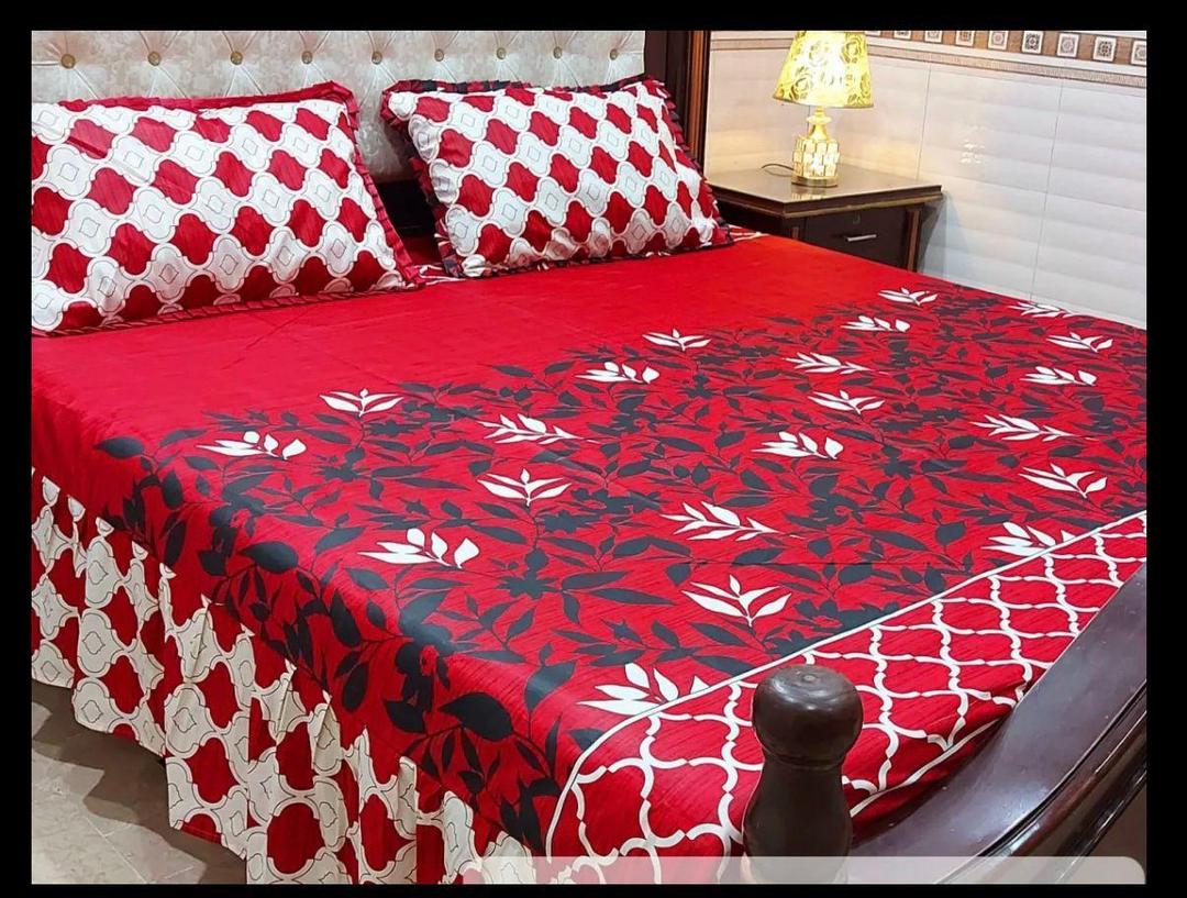 3 Pcs Cotton Salonica Frill Double Bedsheet