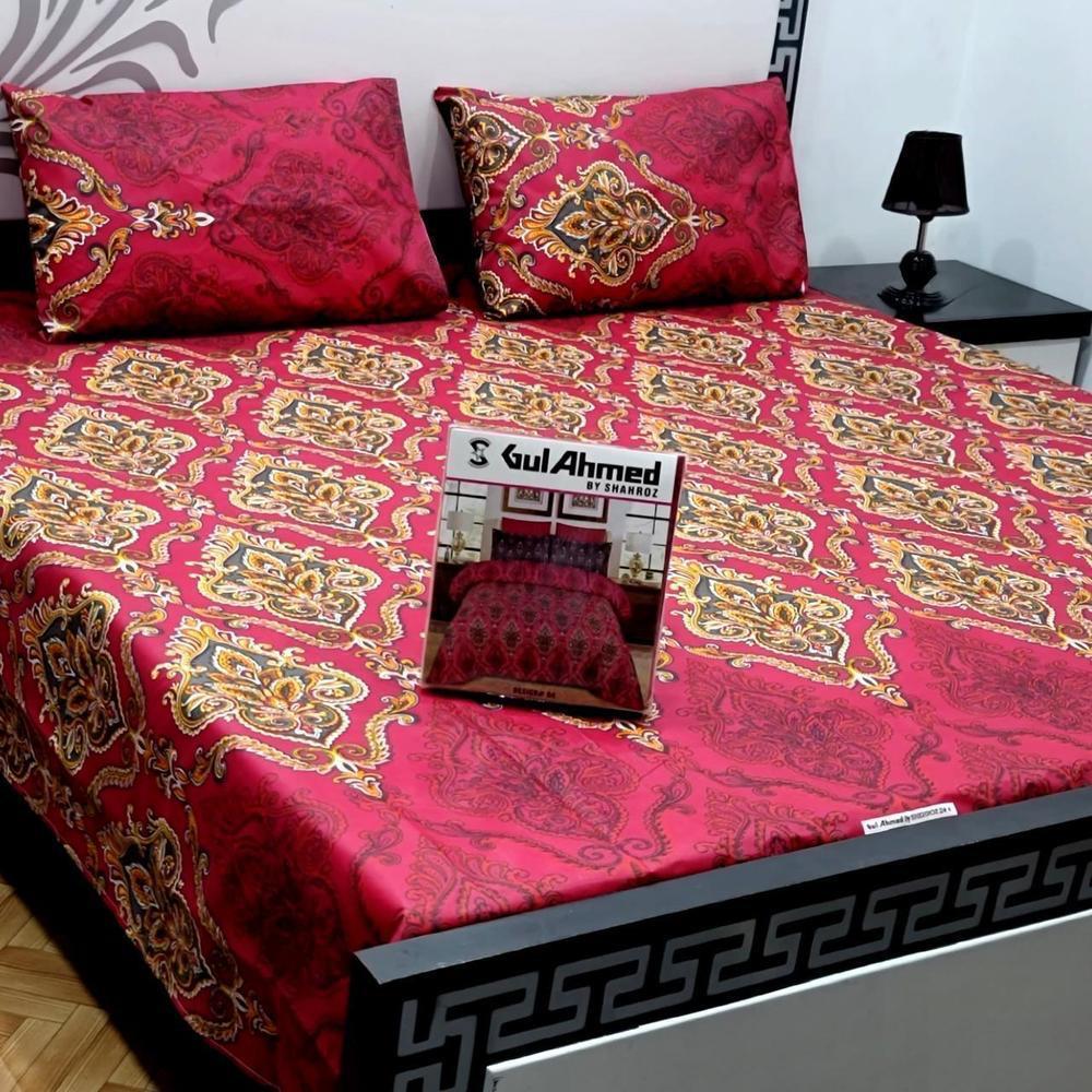 3 Pcs Cotton Salonica Printed Double Bedsheet