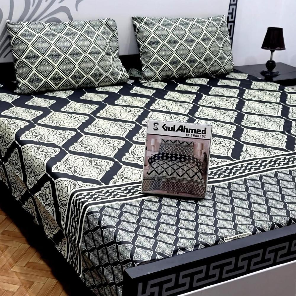 3 Pcs Cotton Salonica Printed Double Bedsheet