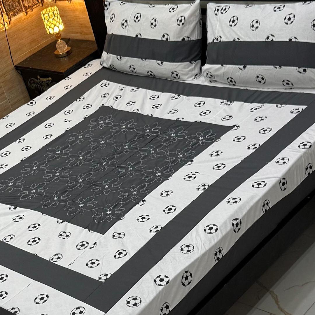 3 Pcs Cotton Sotton Patchwork Double Bedsheet