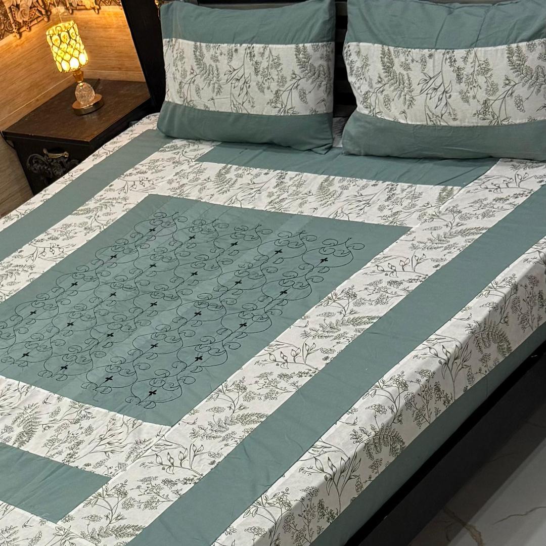 3 Pcs Cotton Sotton Patchwork Double Bedsheet