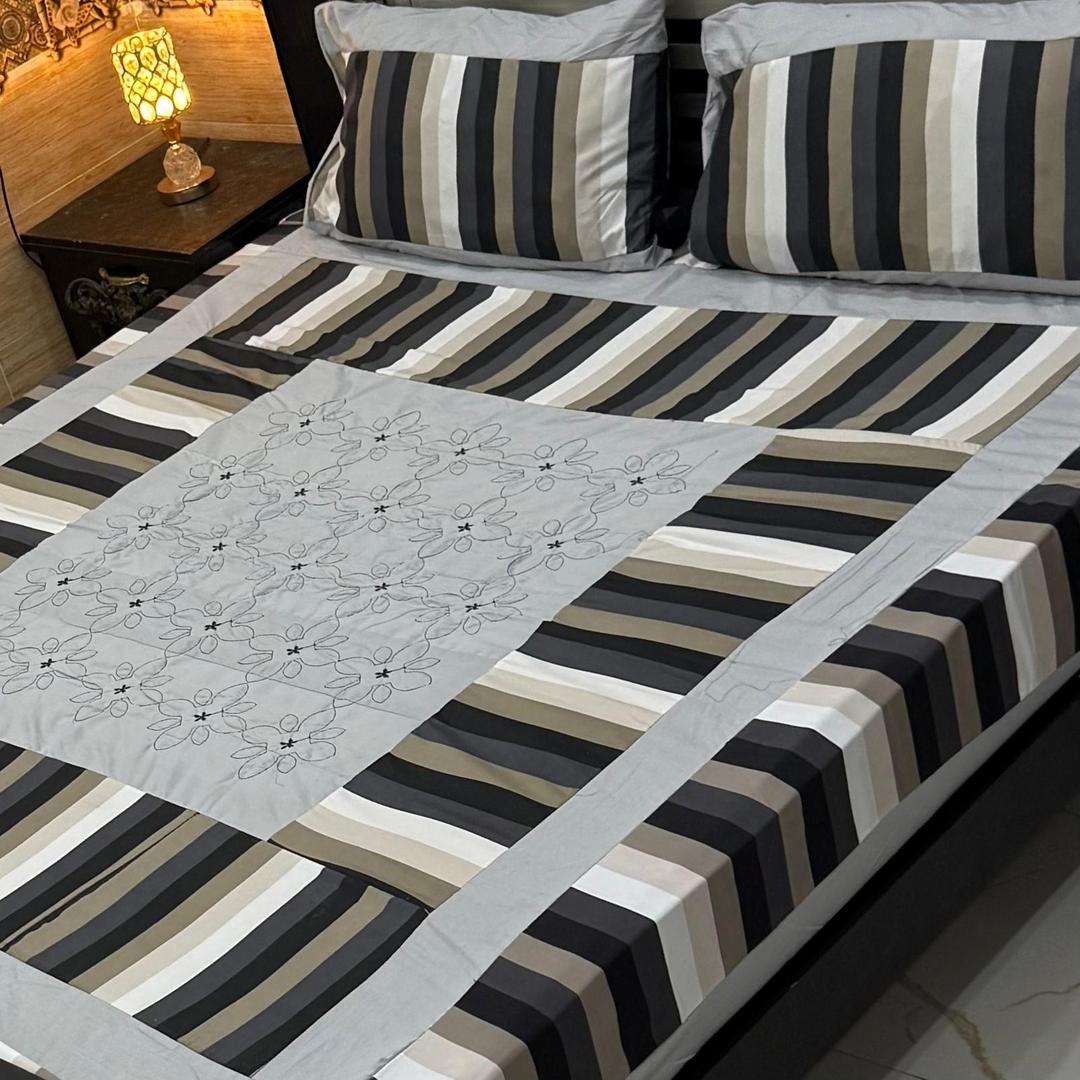 3 Pcs Cotton Sotton Patchwork Double Bedsheet