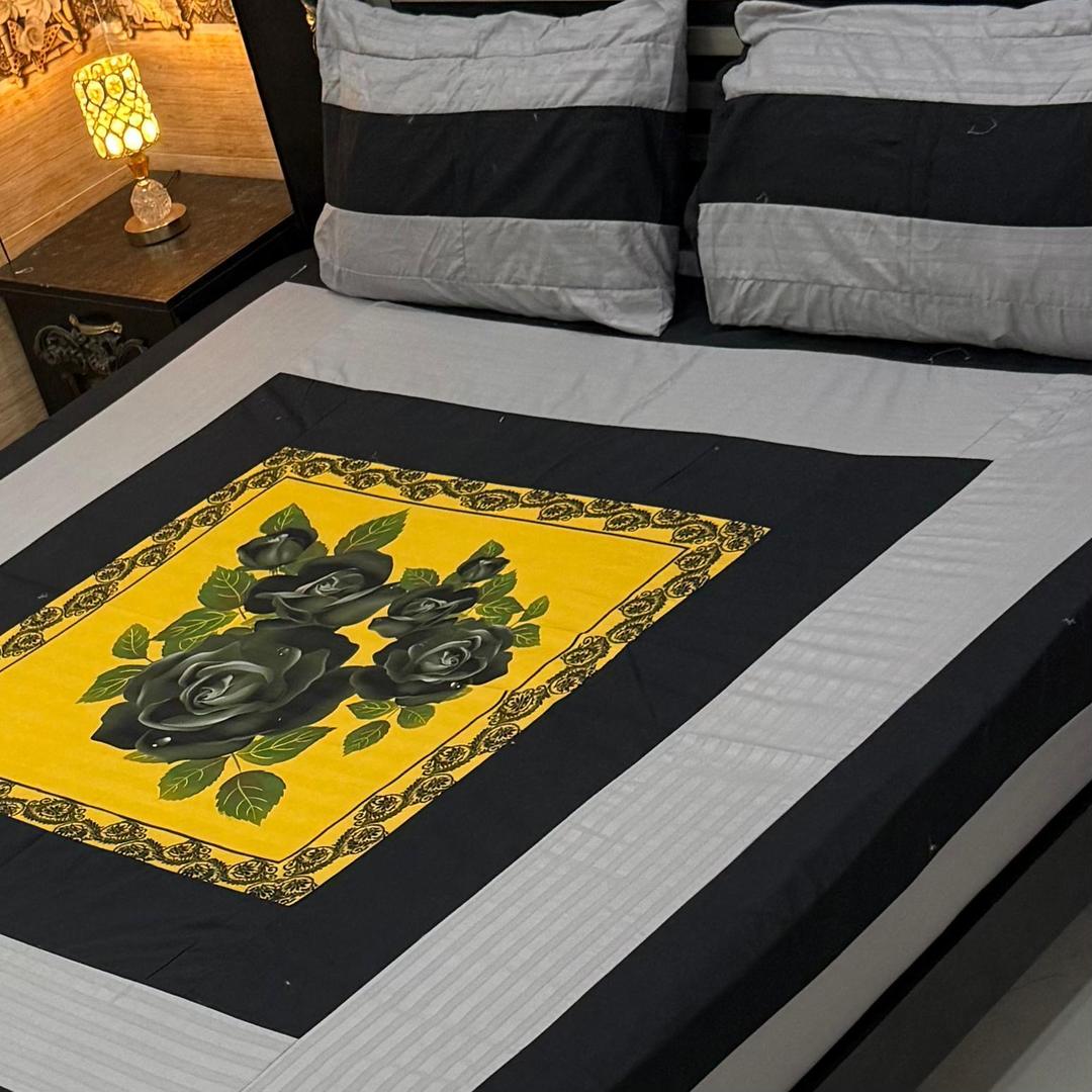 3 Pcs Cotton Sotton Patchwork Double Bedsheet