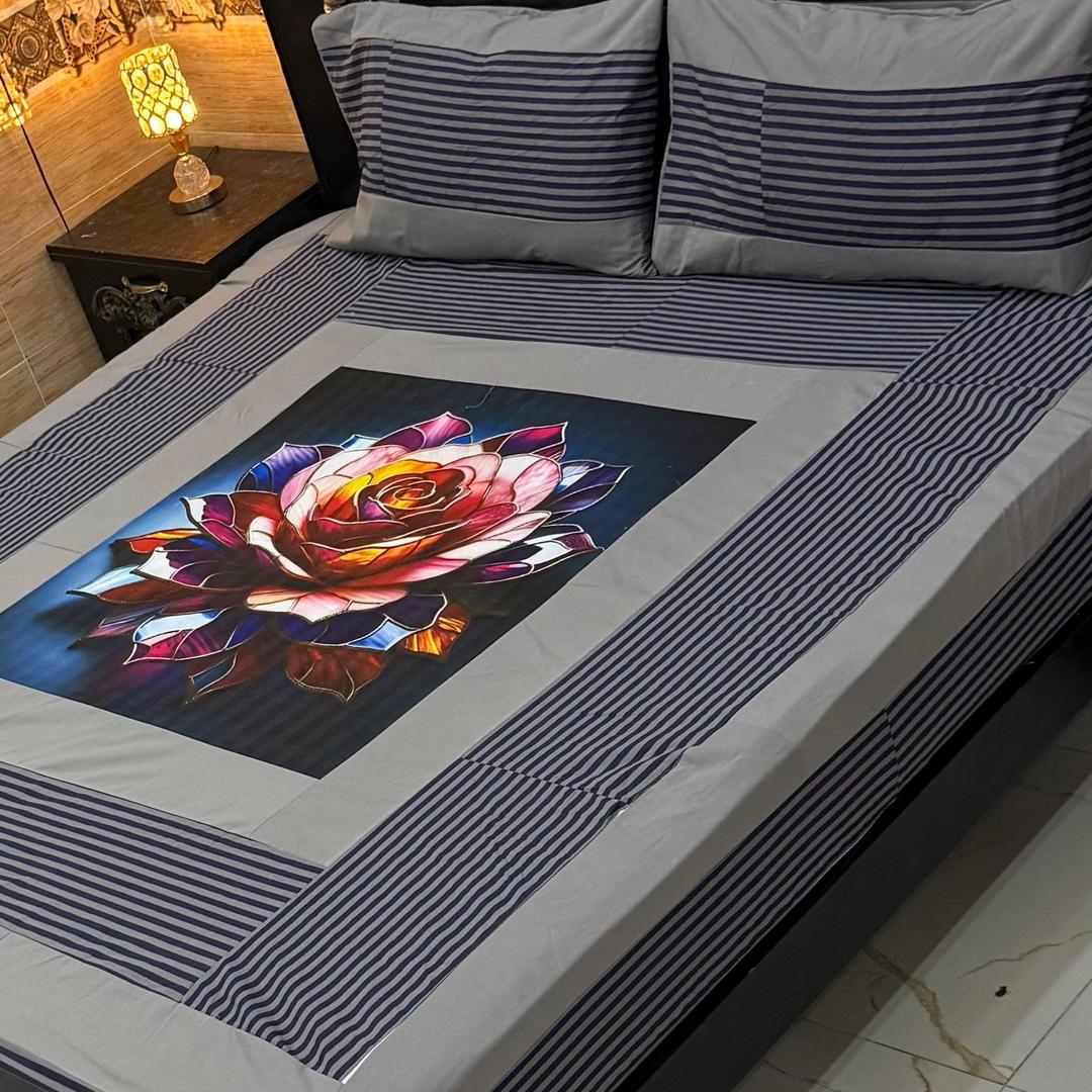3 Pcs Cotton Sotton Patchwork Double Bedsheet