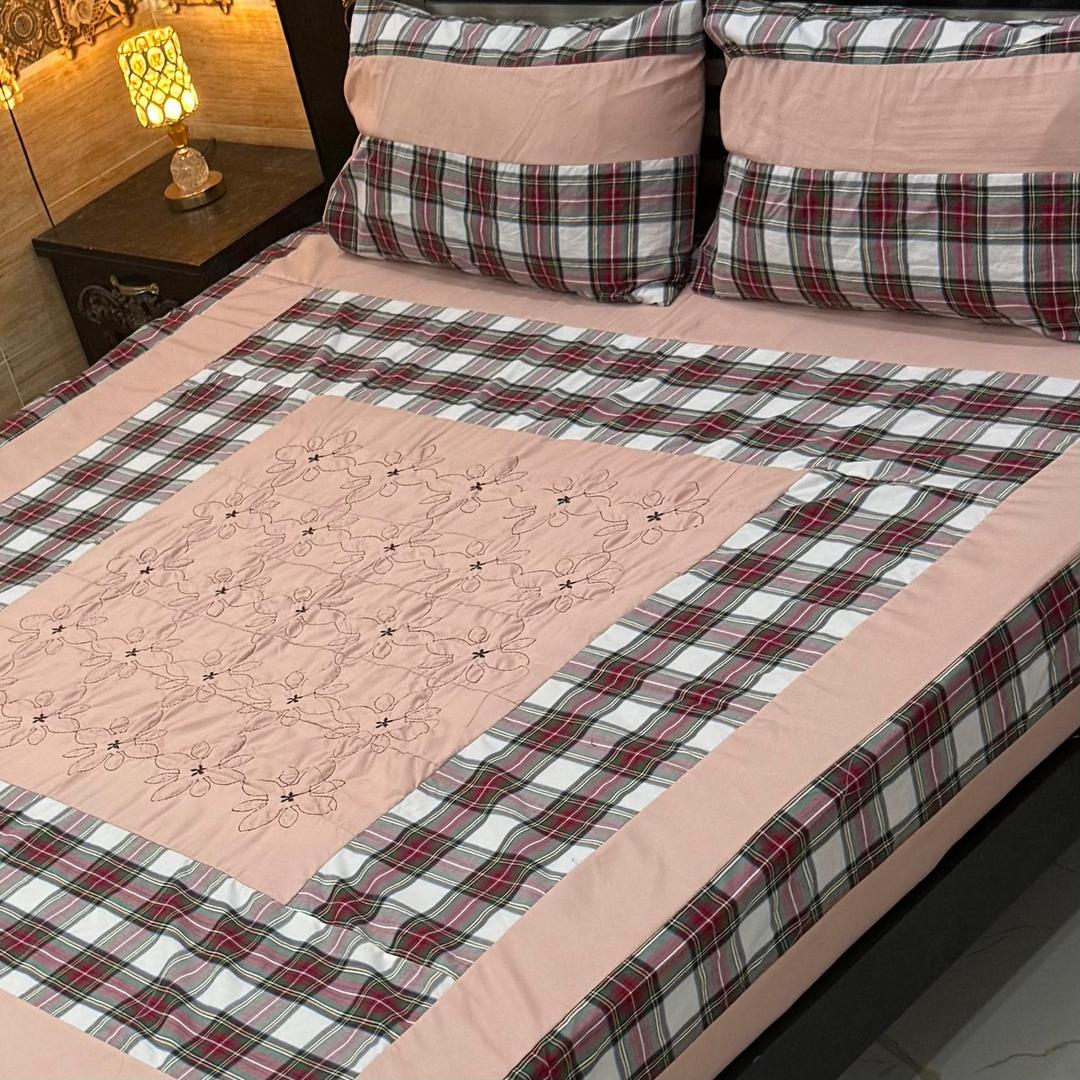 3 Pcs Cotton Sotton Patchwork Double Bedsheet