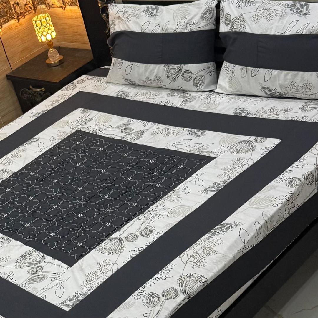 3 Pcs Cotton Sotton Patchwork Double Bedsheet