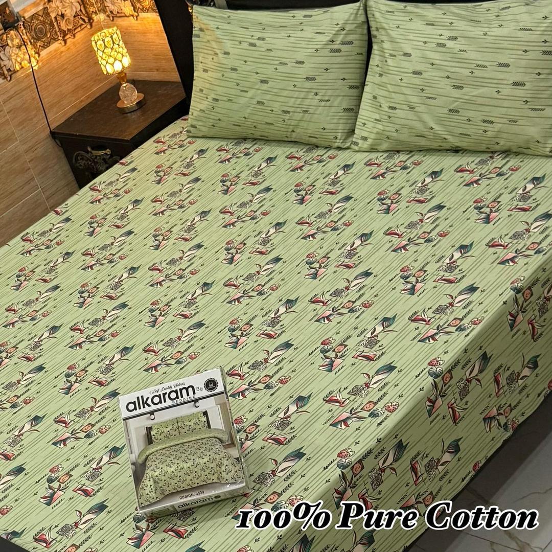 Vibrant 3 Pcs Cotton Printed Double Bedsheet
