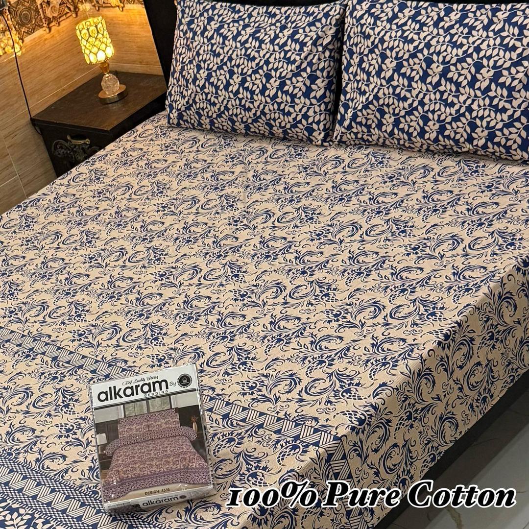 Vibrant 3 Pcs Cotton Printed Double Bedsheet