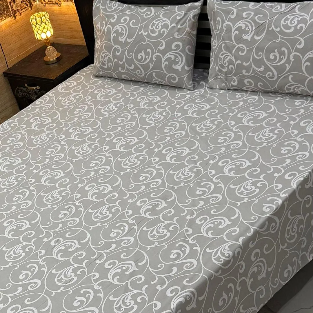 Stylish 3 Pcs Export Cotton Printed Double Bedsheet