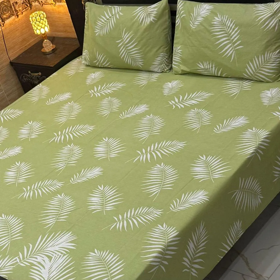 Stylish 3 Pcs Export Cotton Printed Double Bedsheet