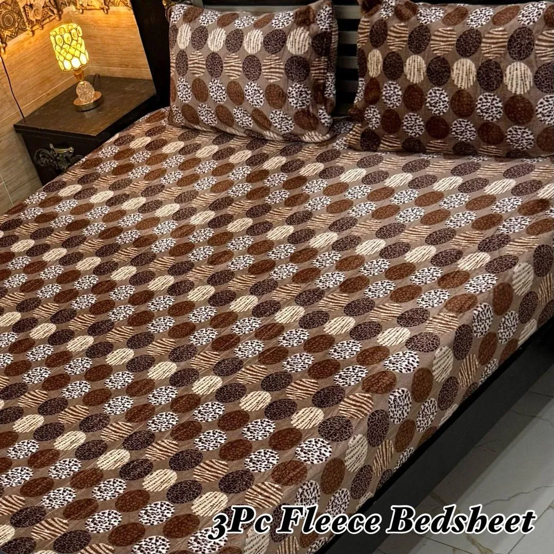 Cozy 3 Pcs Fleece Printed Double Bedsheet