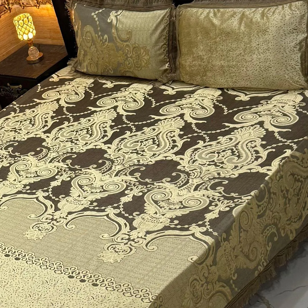 Luxurious 3 Pcs Palachi Embossed Double Bedsheet