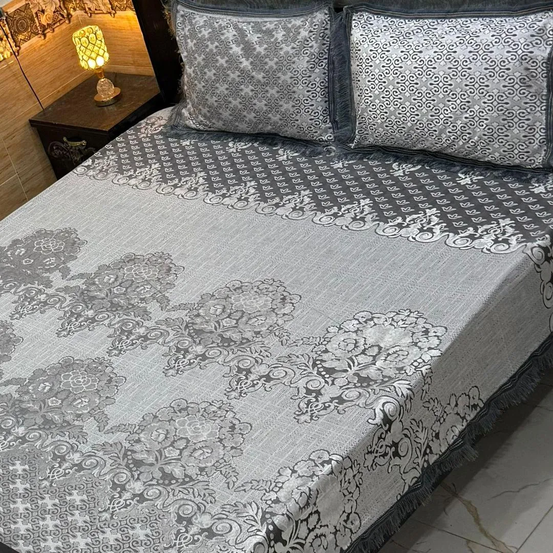 Luxurious 3 Pcs Palachi Embossed Double Bedsheet
