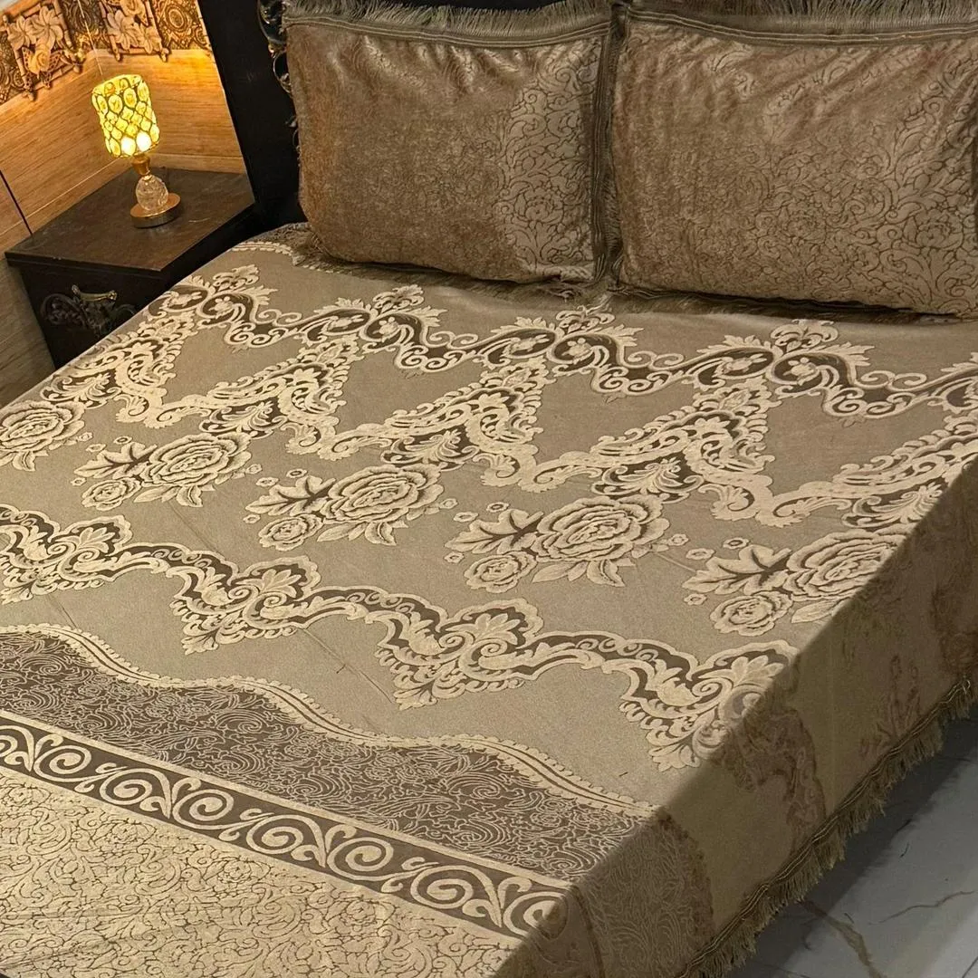 Luxurious 3 Pcs Palachi Embossed Double Bedsheet