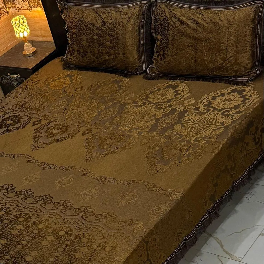 Luxurious 3 Pcs Palachi Embossed Double Bedsheet