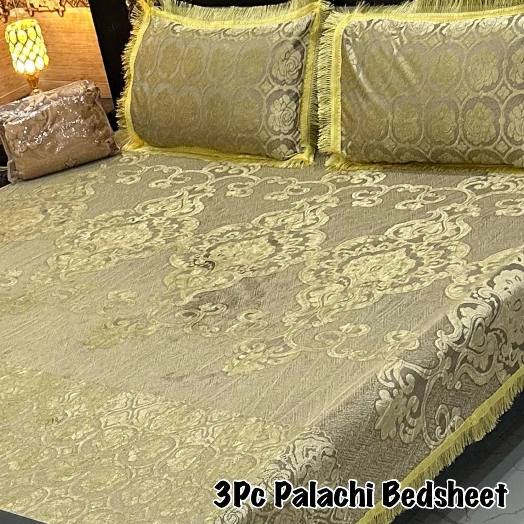 Luxurious 3 Pcs Palachi Embossed Double Bedsheet