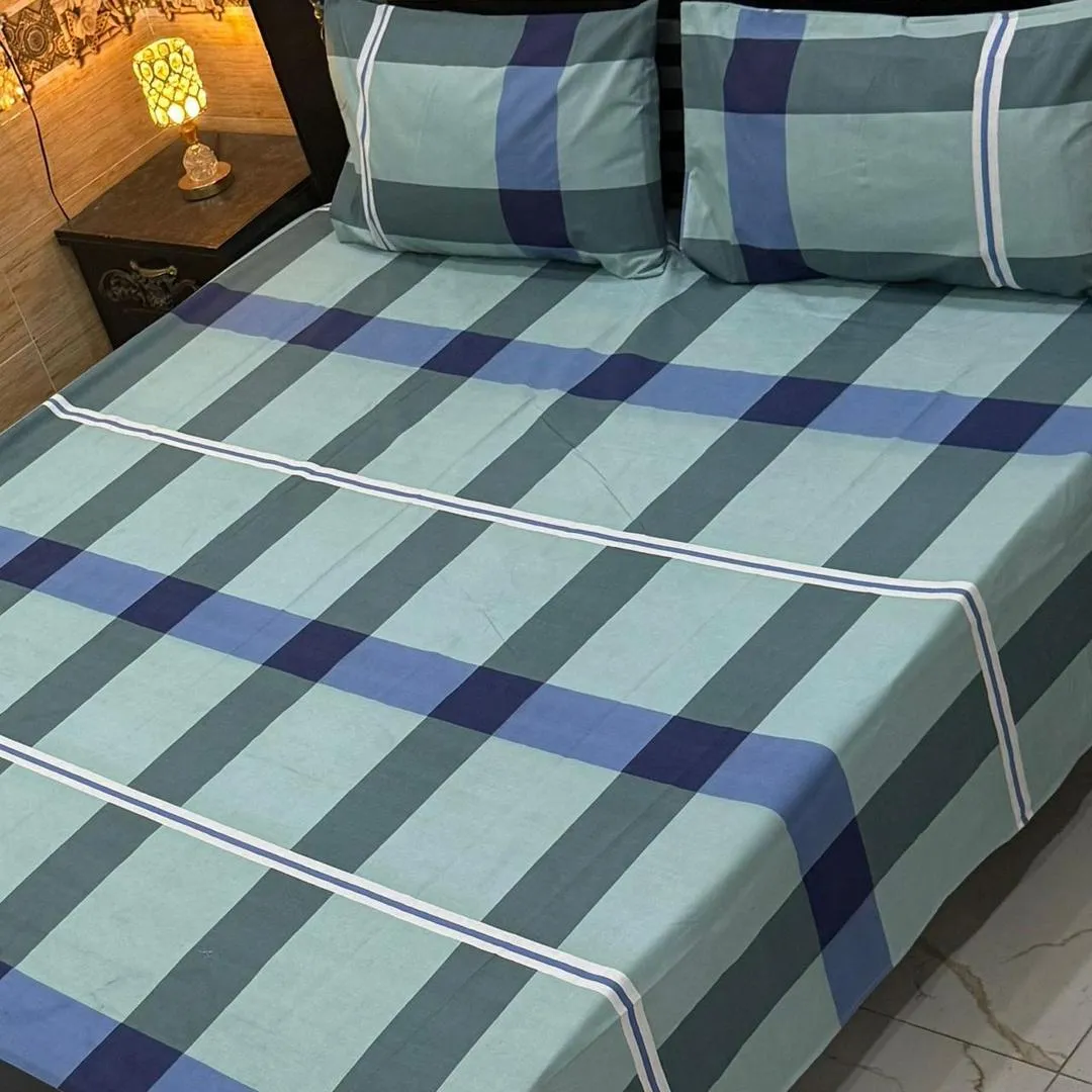 Vibrant 3 Pcs Export Cotton Printed Double Bedsheet