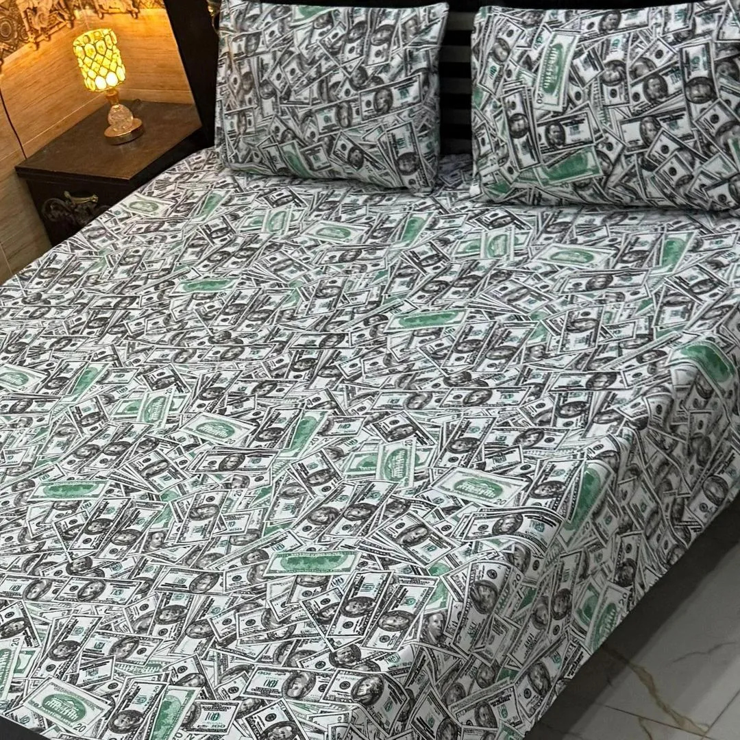 Vibrant 3 Pcs Export Cotton Printed Double Bedsheet