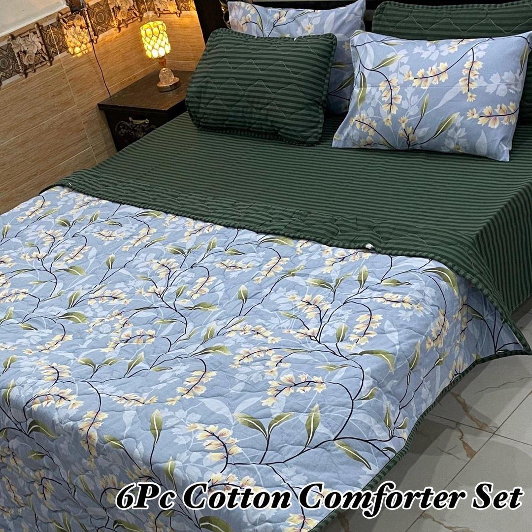 6 Pcs Cotton Printed Comforter Set