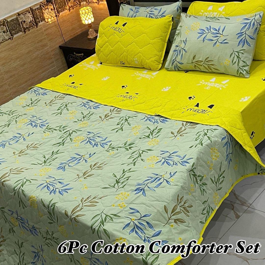6 Pcs Cotton Printed Comforter Set