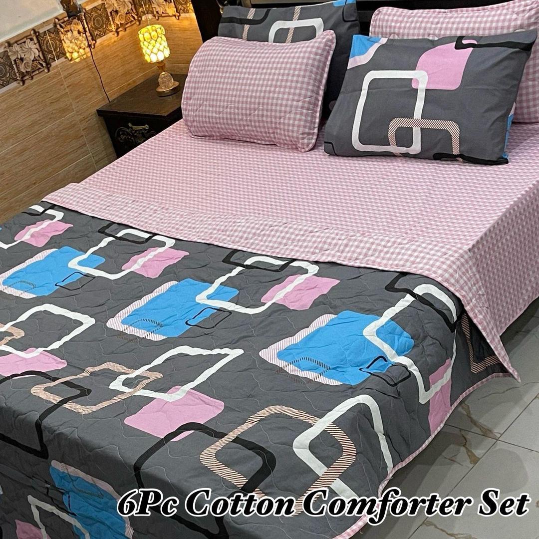 6 Pcs Cotton Printed Comforter Set