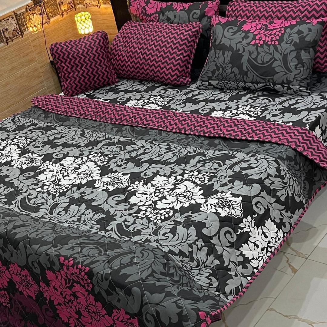 7 Pcs Cotton Salonica Printed Comforter Set