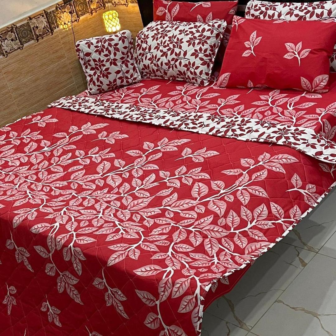 7 Pcs Cotton Salonica Printed Comforter Set