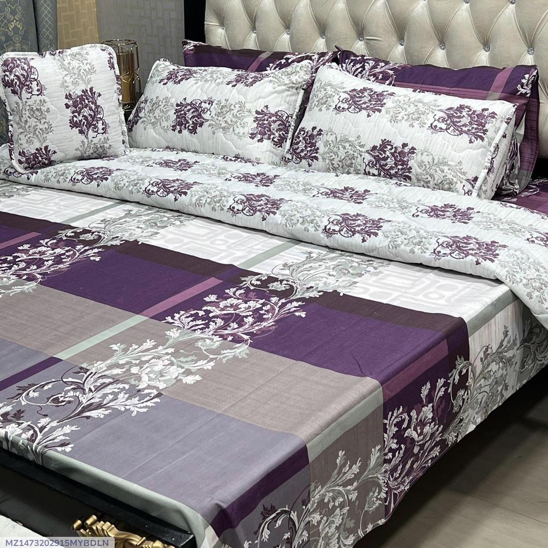 Purple Floral Cotton Comforter Set for Double Bed