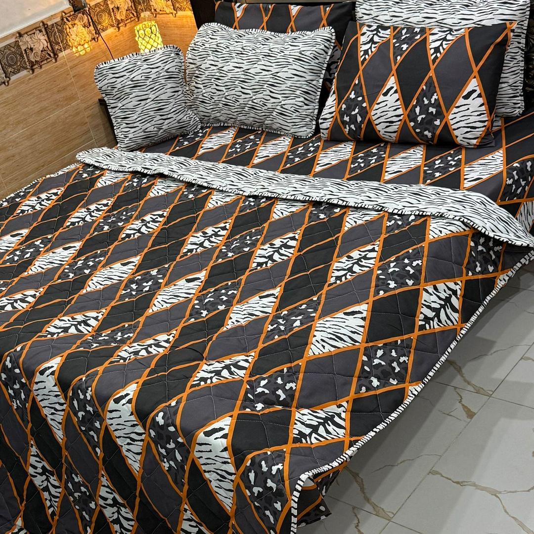 7 Pcs Cotton Salonica Printed Comforter Set