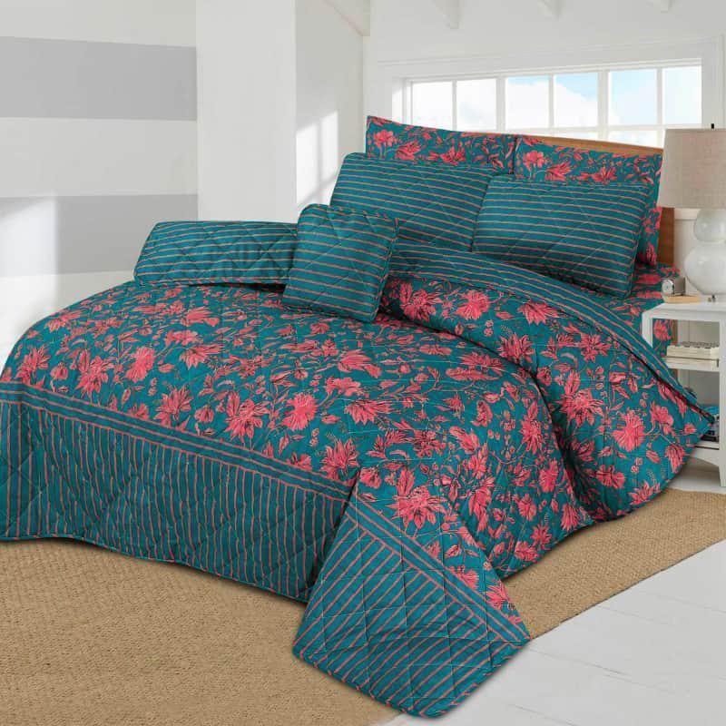7 Pcs Cotton Salonica Printed Comforter Set