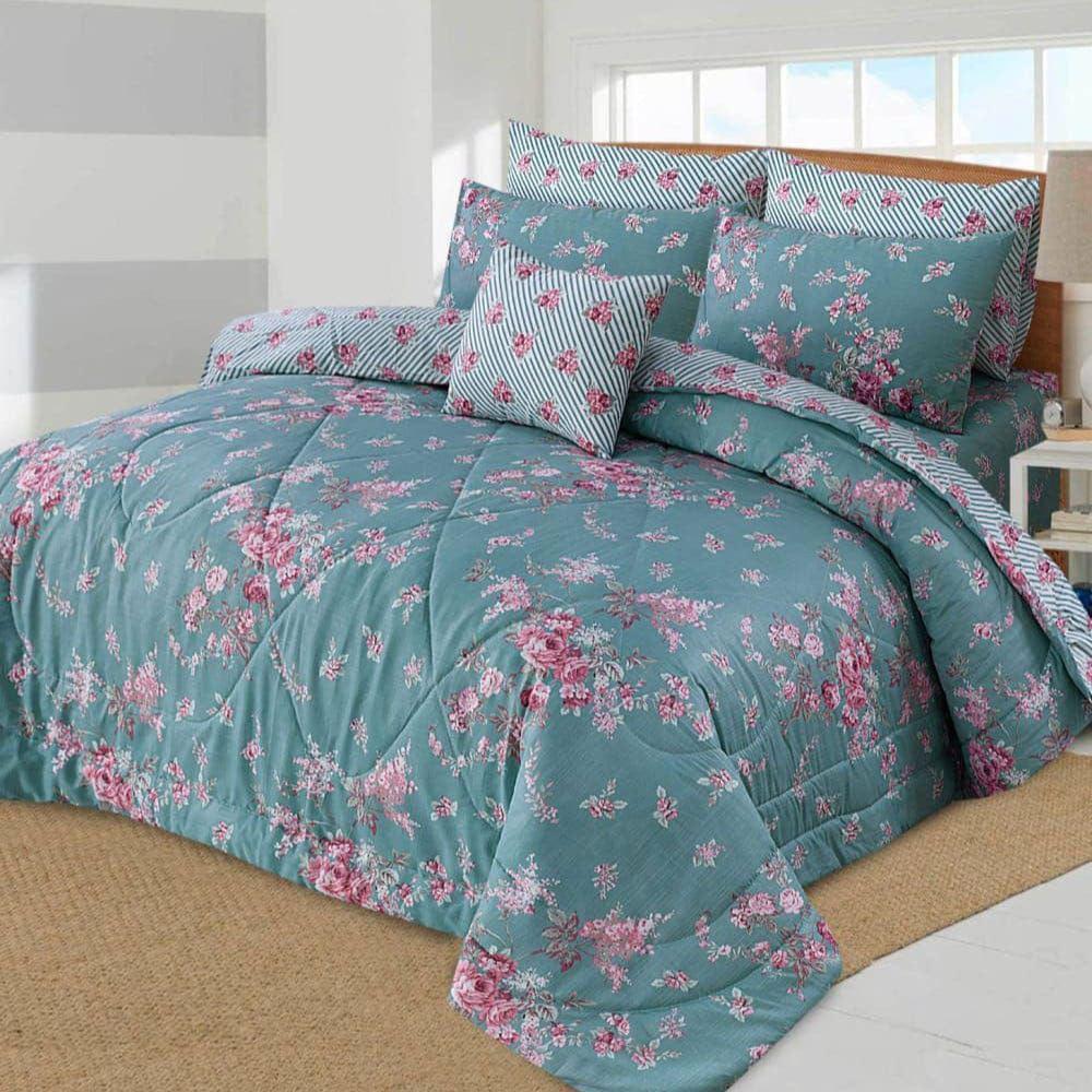 7 Pcs Cotton Salonica Printed Comforter Set