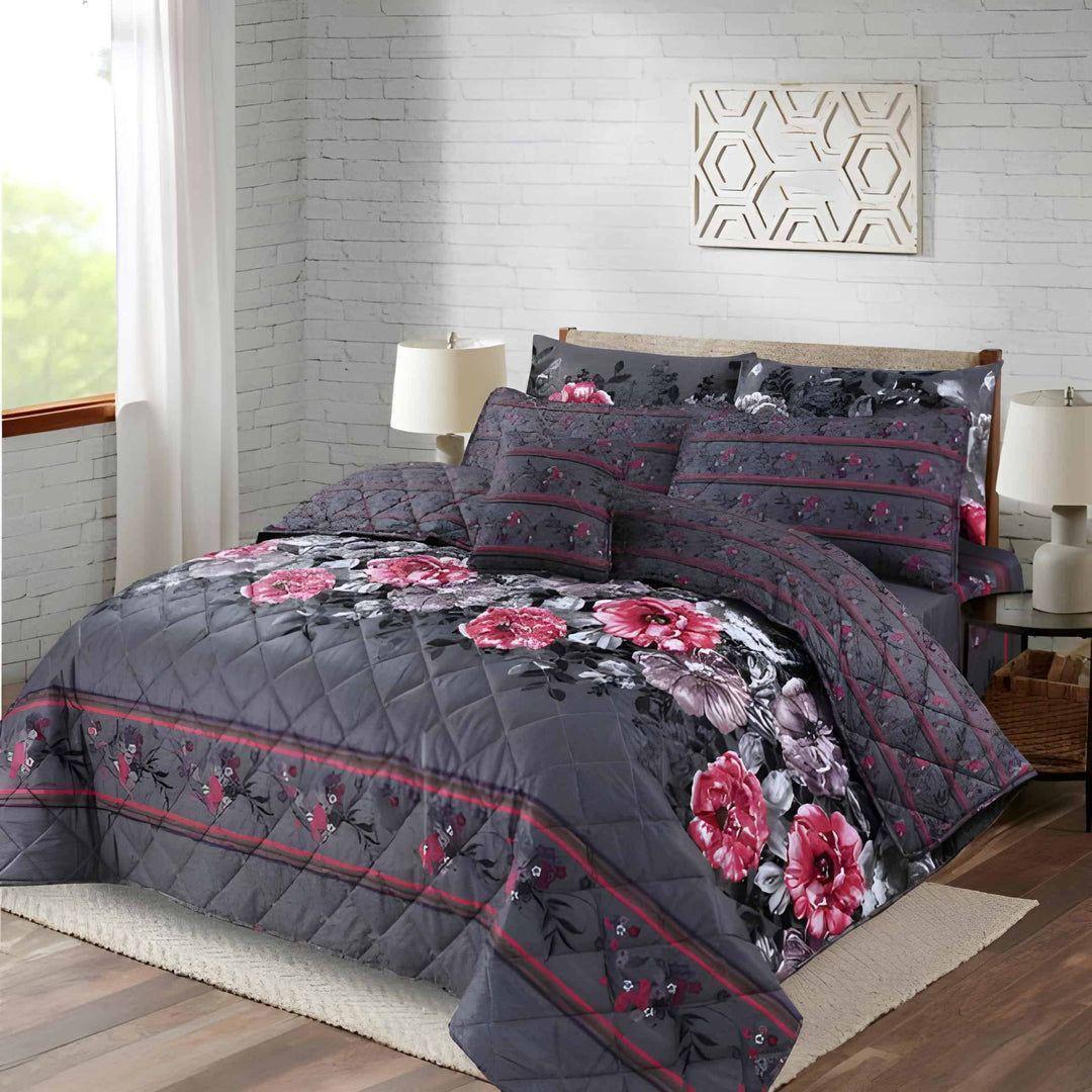 7 Pcs Cotton Salonica Printed Comforter Set