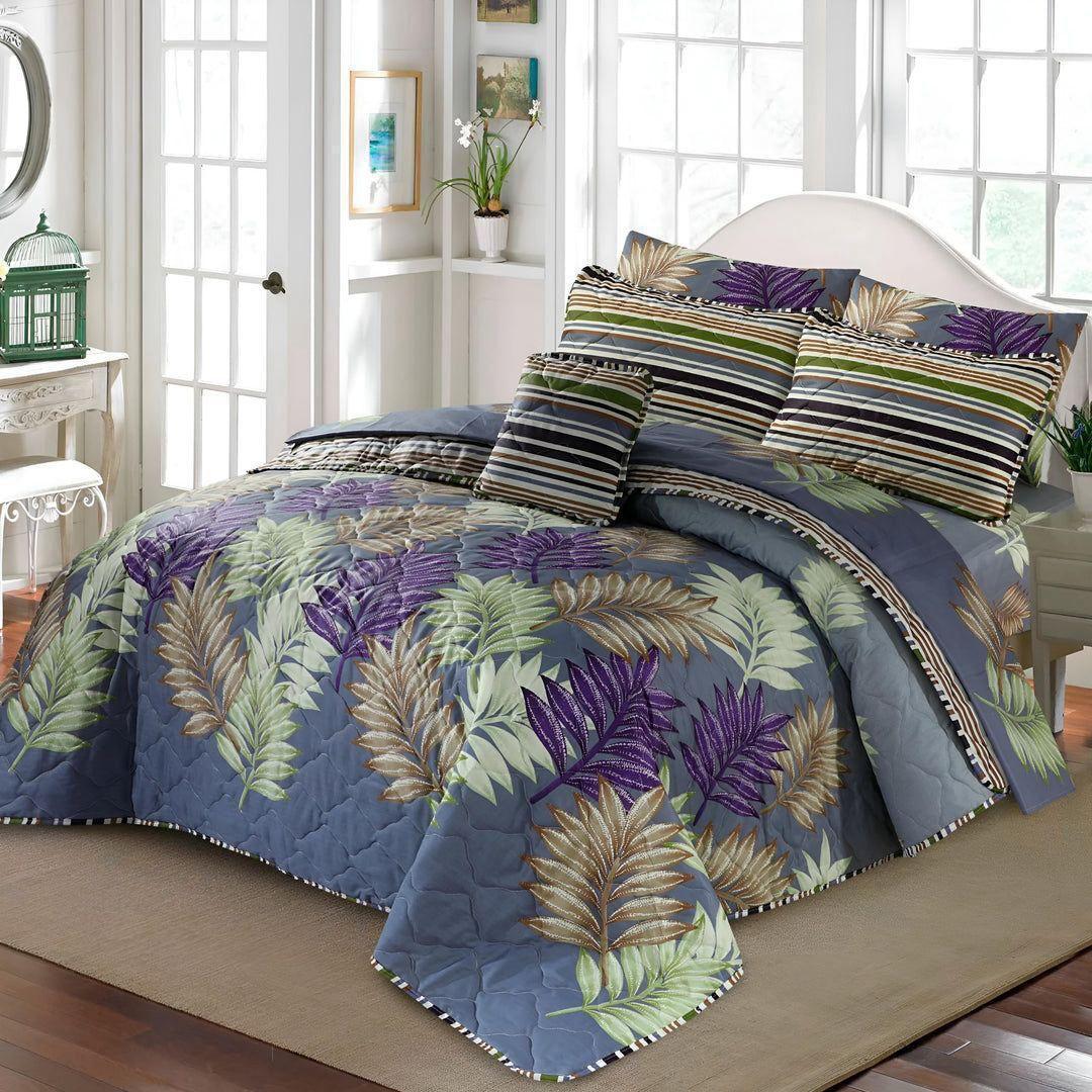 7 Pcs Cotton Salonica Printed Comforter Set