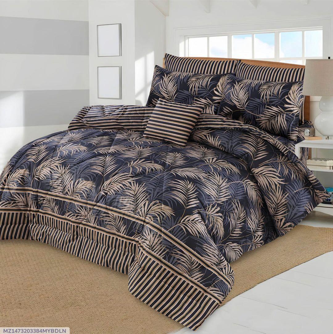 7-Piece Cotton Tropical Palm Leaf Comforter Set