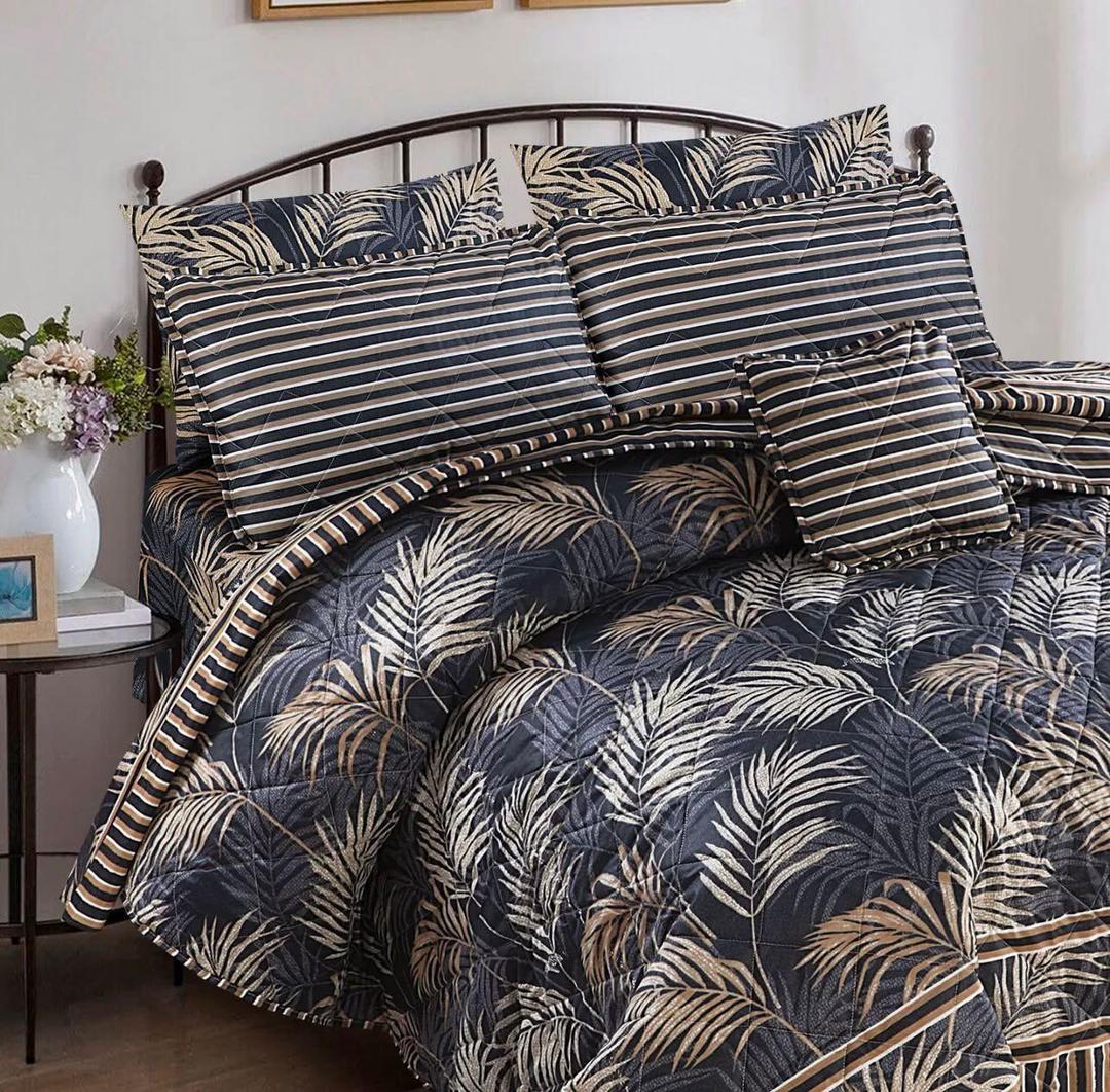 7-Piece Cotton Tropical Palm Leaf Comforter Set