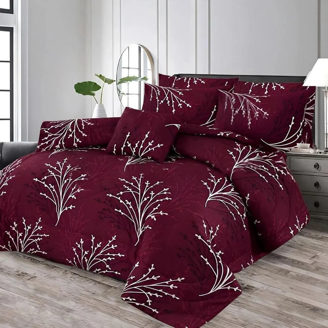 Luxurious 7 Pcs Cotton Salonica Printed Comforter Set