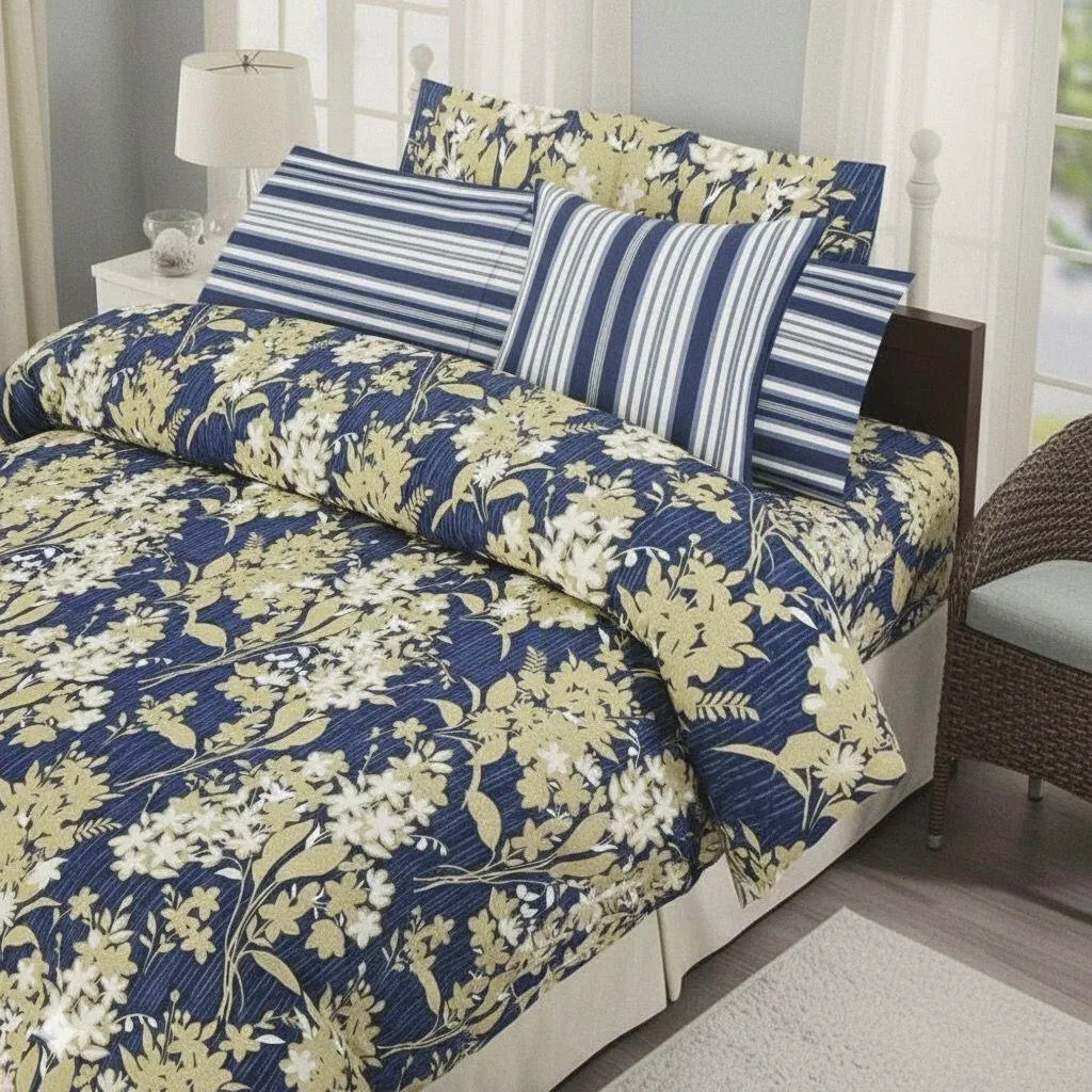 Luxurious 7 Pcs Cotton Salonica Printed Comforter Set
