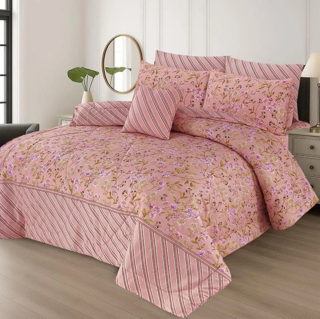 Luxurious 7 Pcs Cotton Salonica Printed Comforter Set