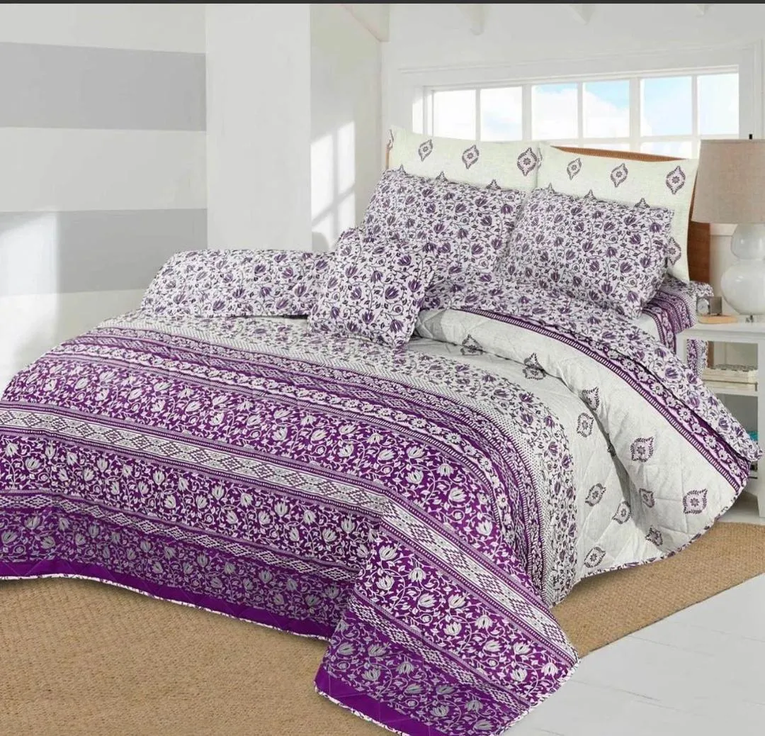 Luxurious 7 Pcs Cotton Salonica Printed Comforter Set