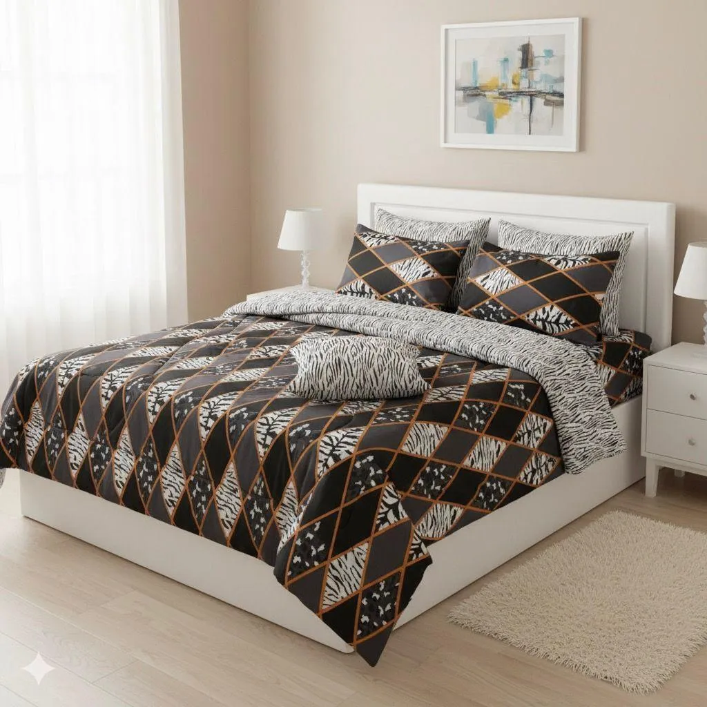 Luxurious 7 Pcs Cotton Salonica Printed Comforter Set