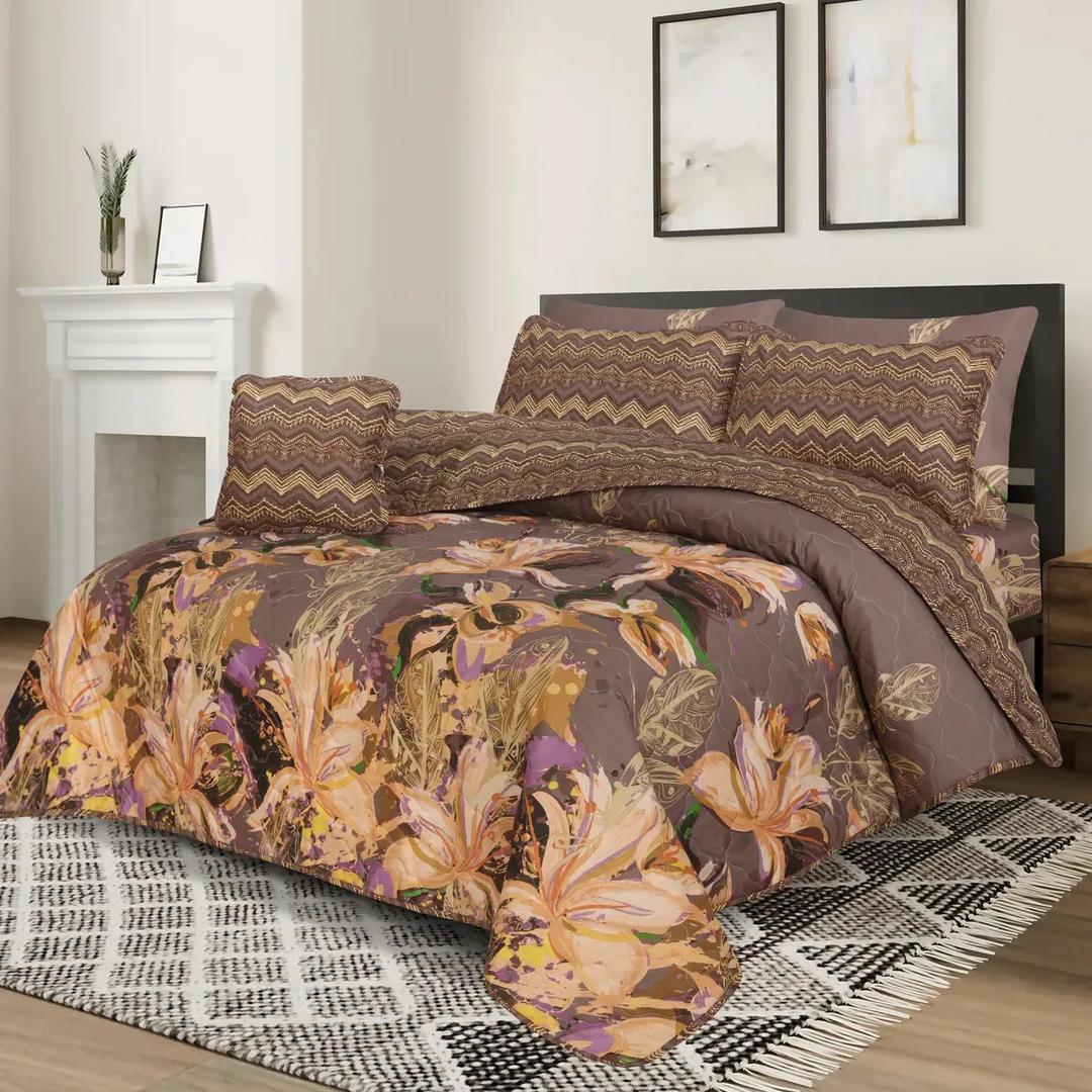 Luxurious 7 Pcs Cotton Salonica Printed Comforter Set