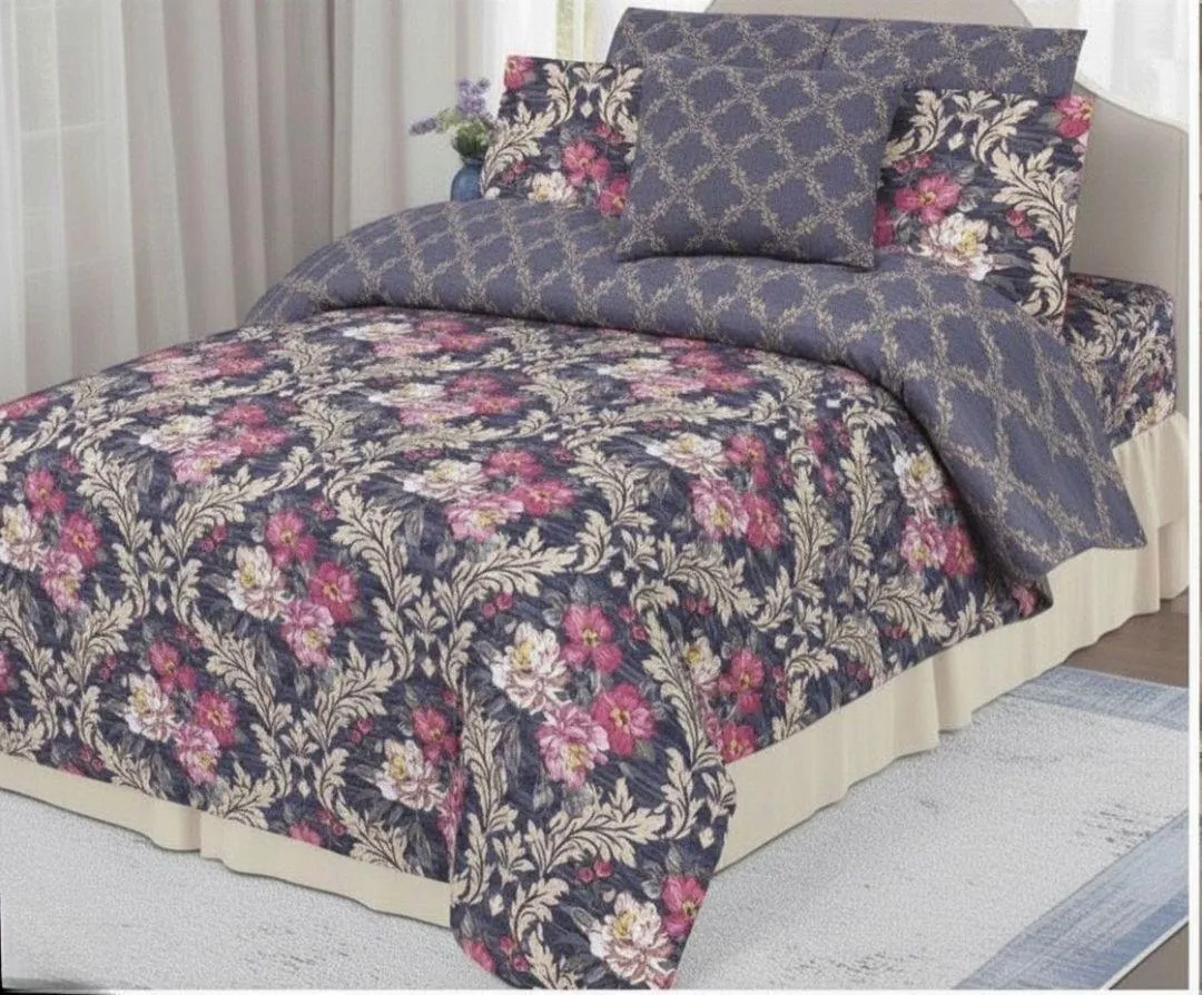 Luxurious 7 Pcs Cotton Salonica Printed Comforter Set
