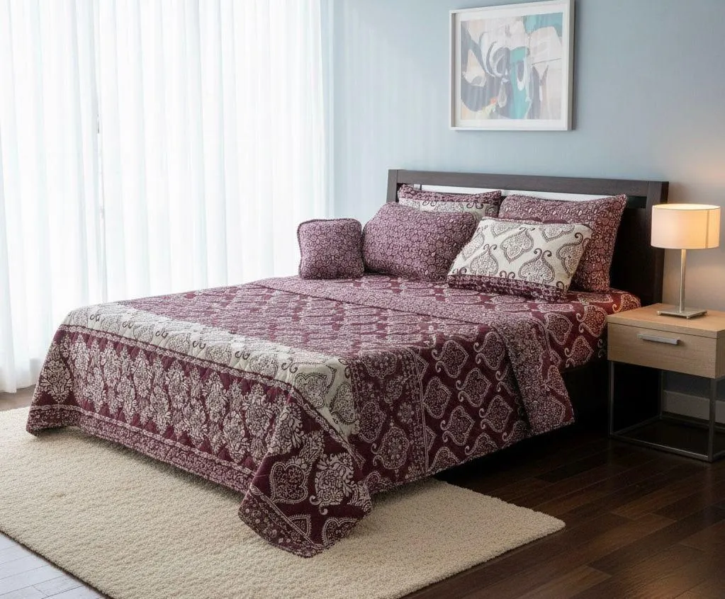 Luxurious 7 Pcs Cotton Salonica Printed Comforter Set