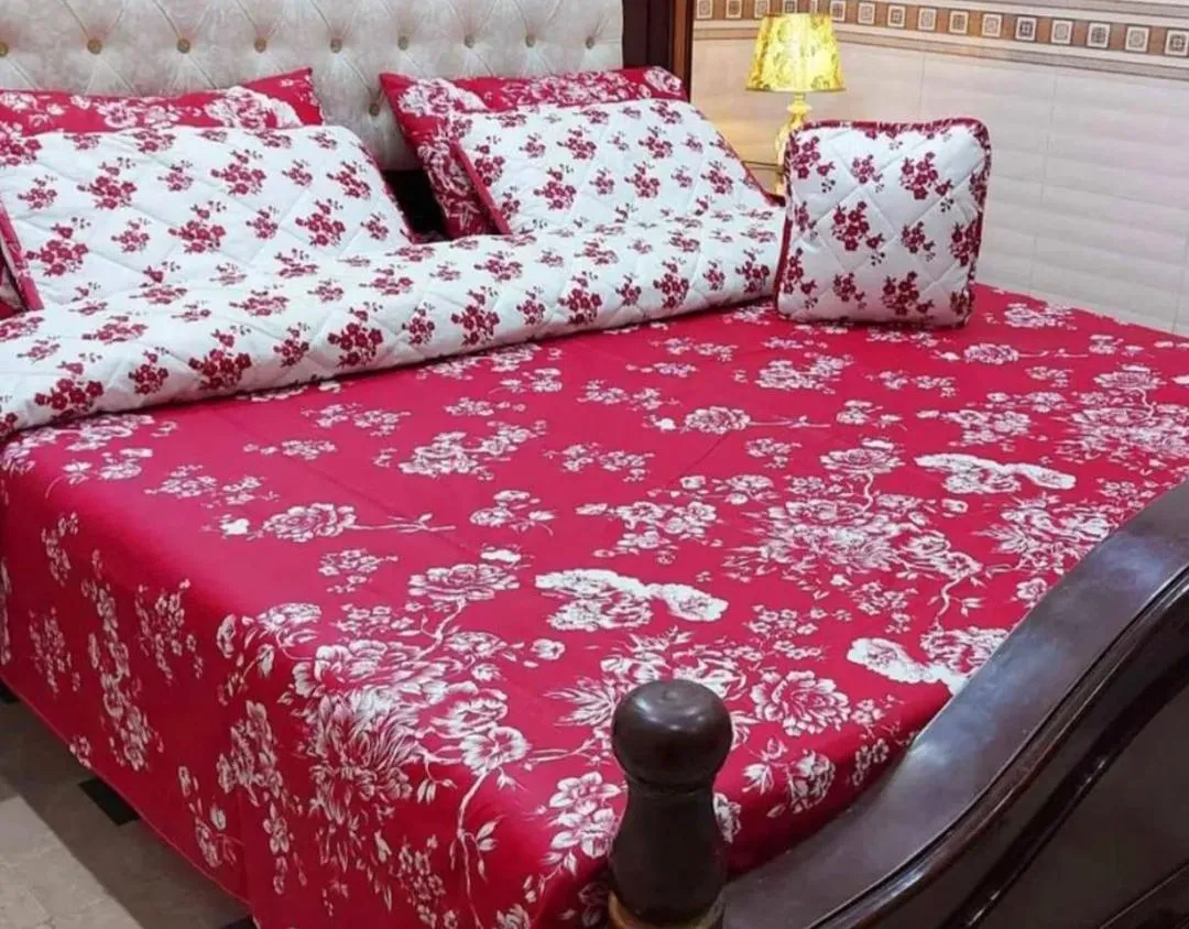 Stylish 7 Pcs Cotton Salonica Printed Comforter Set