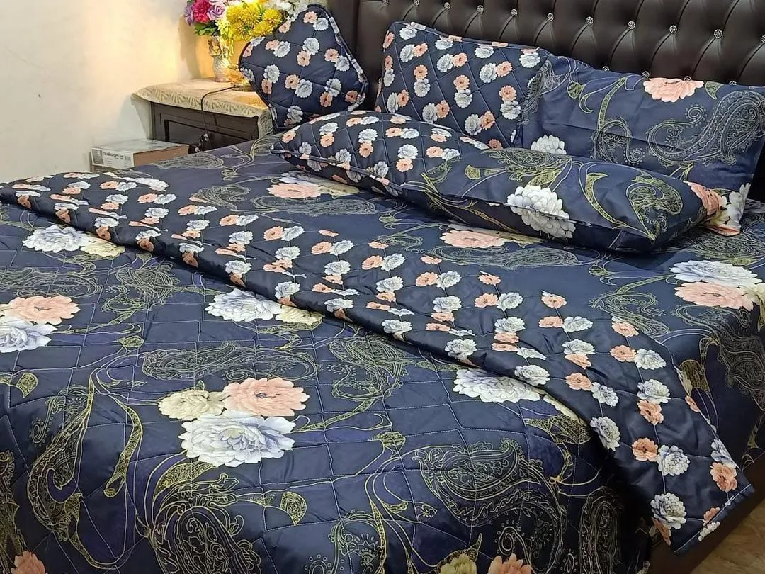 Stylish 7 Pcs Cotton Salonica Printed Comforter Set