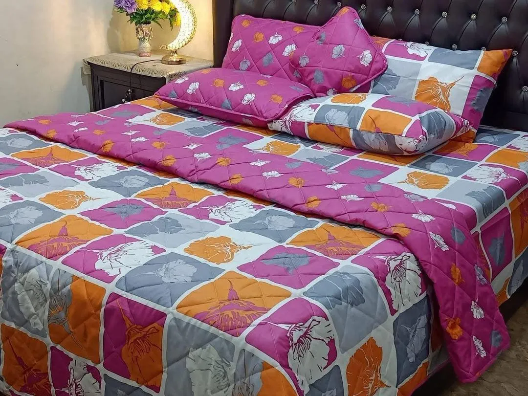 Stylish 7 Pcs Cotton Salonica Printed Comforter Set